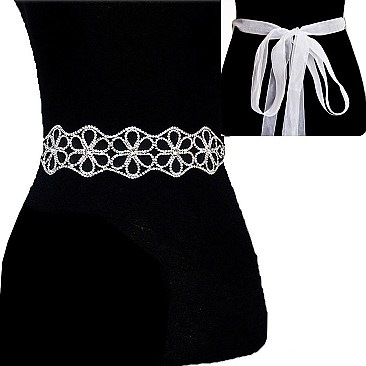 Fashionable Rhinestone Wedding Tie Sash Belt SLBTM853