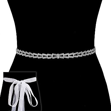 FASHIONABLE RHINESTONE WEDDING SASH TIE BELT SLBTW002