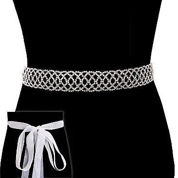 WEDDING RHINESTONE SASH TIE BELT SLBTW004