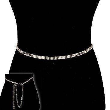 FASHIONABLE RHINESTONE 3 LINE BELT SLBTY7231