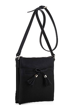 FASHIONABLE SMOOTH TEXTURED PU LEATHER STYLISH TASSEL CROSSBODY BAG JYBW-2337