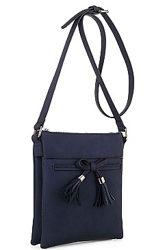 FASHIONABLE SMOOTH TEXTURED PU LEATHER STYLISH TASSEL CROSSBODY BAG JYBW-2337