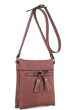 FASHIONABLE SMOOTH TEXTURED PU LEATHER STYLISH TASSEL CROSSBODY BAG JYBW-2337