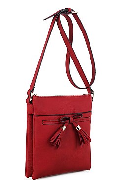 FASHIONABLE SMOOTH TEXTURED PU LEATHER STYLISH TASSEL CROSSBODY BAG JYBW-2337