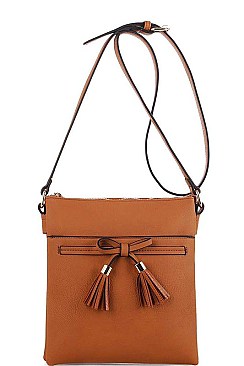 FASHIONABLE SMOOTH TEXTURED PU LEATHER STYLISH TASSEL CROSSBODY BAG JYBW-2337