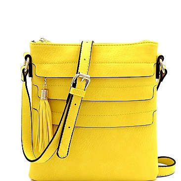 Trendy Tassel Accent Multi-Pocket Cross Body Messenger BW2344