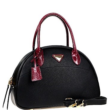 TWO TONE TRIANGLE LOGO DOME SATCHEL