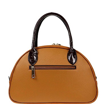 TWO TONE TRIANGLE LOGO DOME SATCHEL