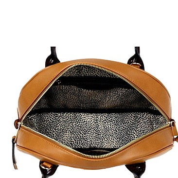 TWO TONE TRIANGLE LOGO DOME SATCHEL