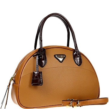TWO TONE TRIANGLE LOGO DOME SATCHEL