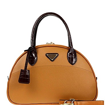 TWO TONE TRIANGLE LOGO DOME SATCHEL