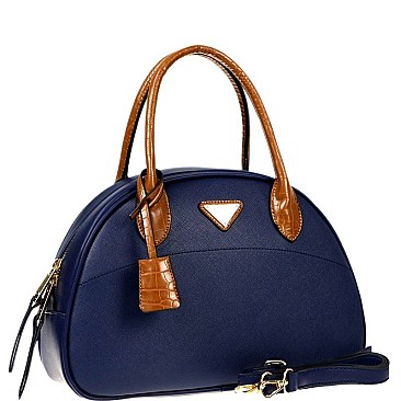 TWO TONE TRIANGLE LOGO DOME SATCHEL