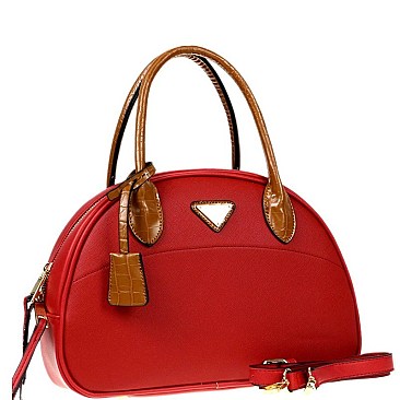 TWO TONE TRIANGLE LOGO DOME SATCHEL