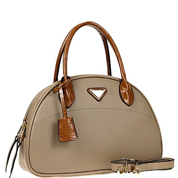 TWO TONE TRIANGLE LOGO DOME SATCHEL