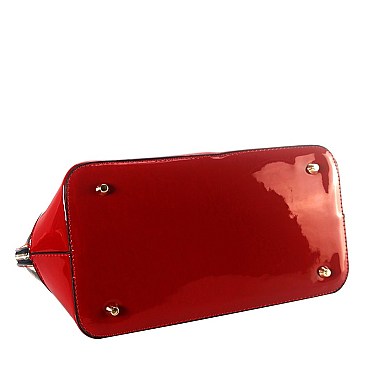 DOME LEOPARD PRINT SATCHEL WALLET SET