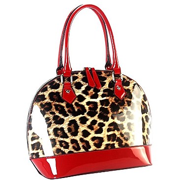 DOME LEOPARD PRINT SATCHEL WALLET SET