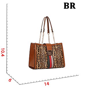 3-IN-1 Leopard Chained Satchel - Cross-Body & Wallet Set wholesale