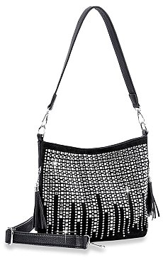 Rhinestone Waterfall Hobo Crossbody Sling