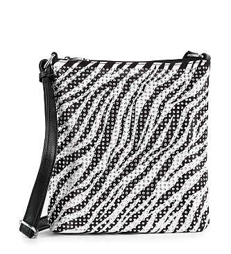 Rhinestone Zebra Patterned Crossbody Sling