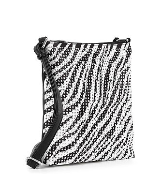 Rhinestone Zebra Patterned Crossbody Sling