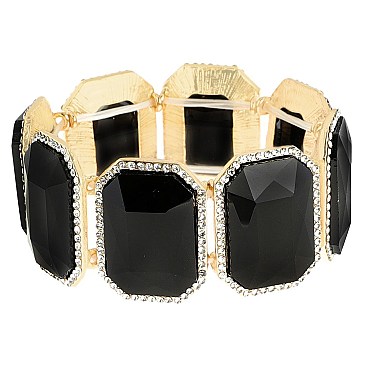 GLAM RHINESTONE GEOMETRIC STRETCH BRACELET