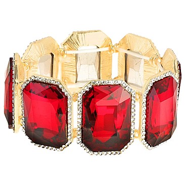 GLAM RHINESTONE GEOMETRIC STRETCH BRACELET