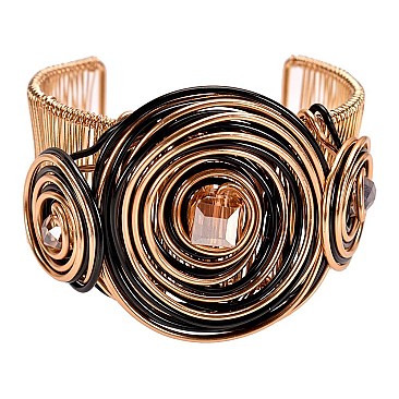 SPIRALLY WIRED CUFF W/ BEADS