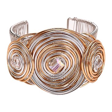 SPIRALLY WIRED CUFF W/ BEADS
