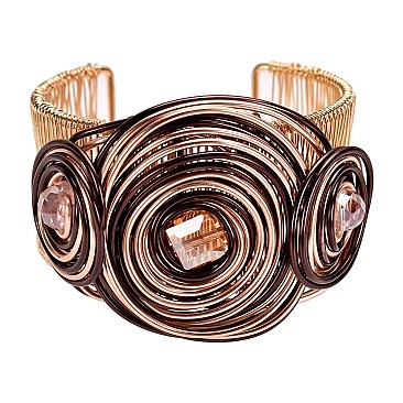 SPIRALLY WIRED CUFF W/ BEADS