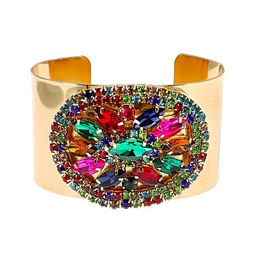 Dazzling Crystal Flower Cuff Bangle