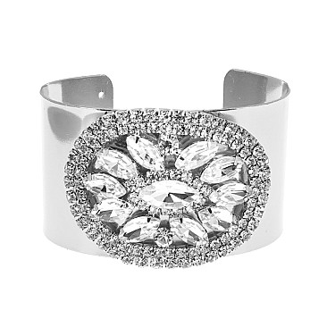 Dazzling Crystal Flower Cuff Bangle