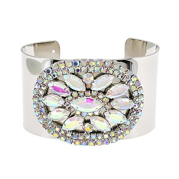 Dazzling Crystal Flower Cuff Bangle