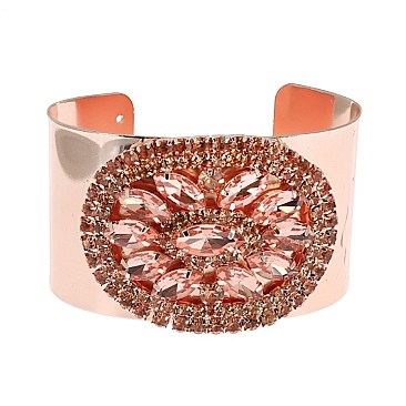 Dazzling Crystal Flower Cuff Bangle