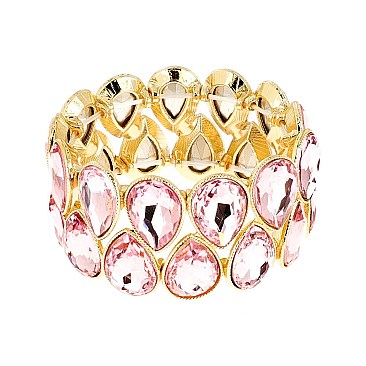 LOVELY GEM BLING CASTING STONE STRETCH BRACELET