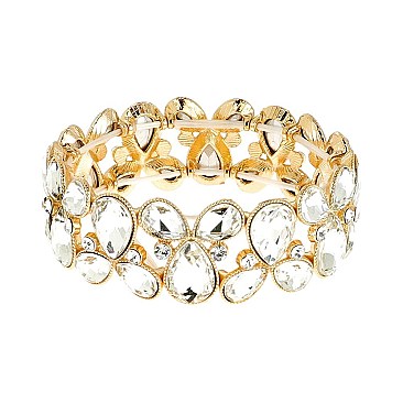 TRENDY GEM BLING CASTING STONE STRETCH BRACELET