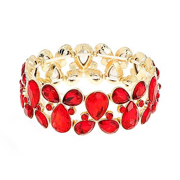 TRENDY GEM BLING CASTING STONE STRETCH BRACELET