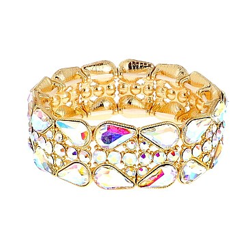 GLAMOROUS GEM BLING CASTING STONE STRETCH BRACELET