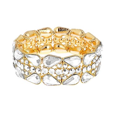 GLAMOROUS GEM BLING CASTING STONE STRETCH BRACELET