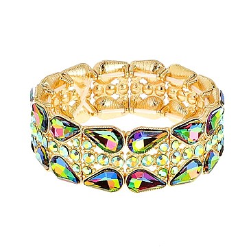 GLAMOROUS GEM BLING CASTING STONE STRETCH BRACELET