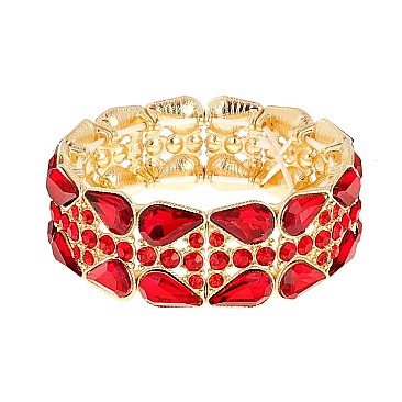 GLAMOROUS GEM BLING CASTING STONE STRETCH BRACELET
