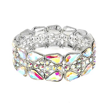 GLAMOROUS GEM BLING CASTING STONE STRETCH BRACELET