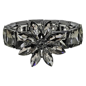 CHARMING BLING GEMSTONE FLOWER EVENING BRACELET