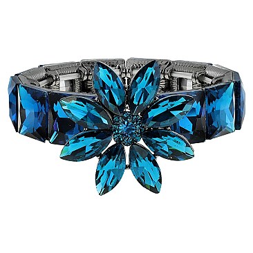 CHARMING BLING GEMSTONE FLOWER EVENING BRACELET