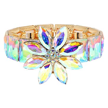 CHARMING BLING GEMSTONE FLOWER EVENING BRACELET