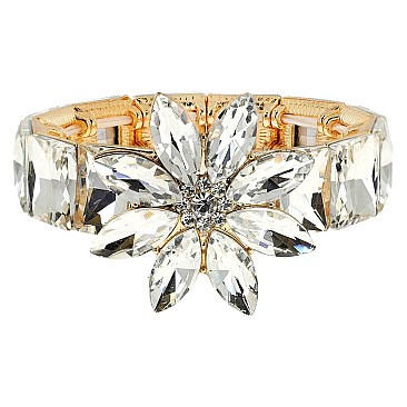 CHARMING BLING GEMSTONE FLOWER EVENING BRACELET