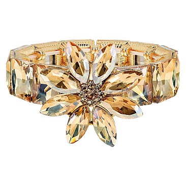CHARMING BLING GEMSTONE FLOWER EVENING BRACELET