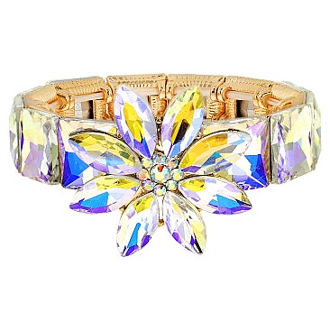CHARMING BLING GEMSTONE FLOWER EVENING BRACELET