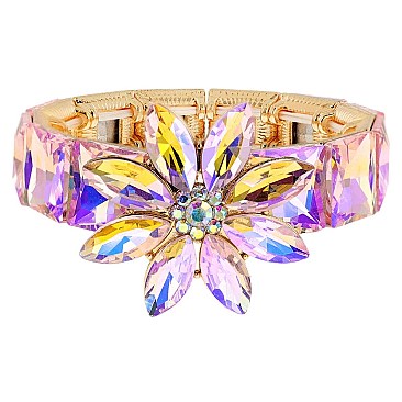 CHARMING BLING GEMSTONE FLOWER EVENING BRACELET