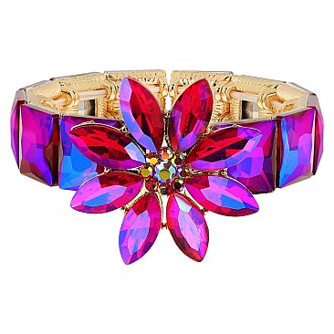 CHARMING BLING GEMSTONE FLOWER EVENING BRACELET