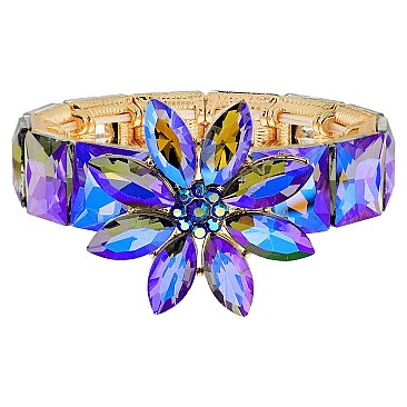 CHARMING BLING GEMSTONE FLOWER EVENING BRACELET